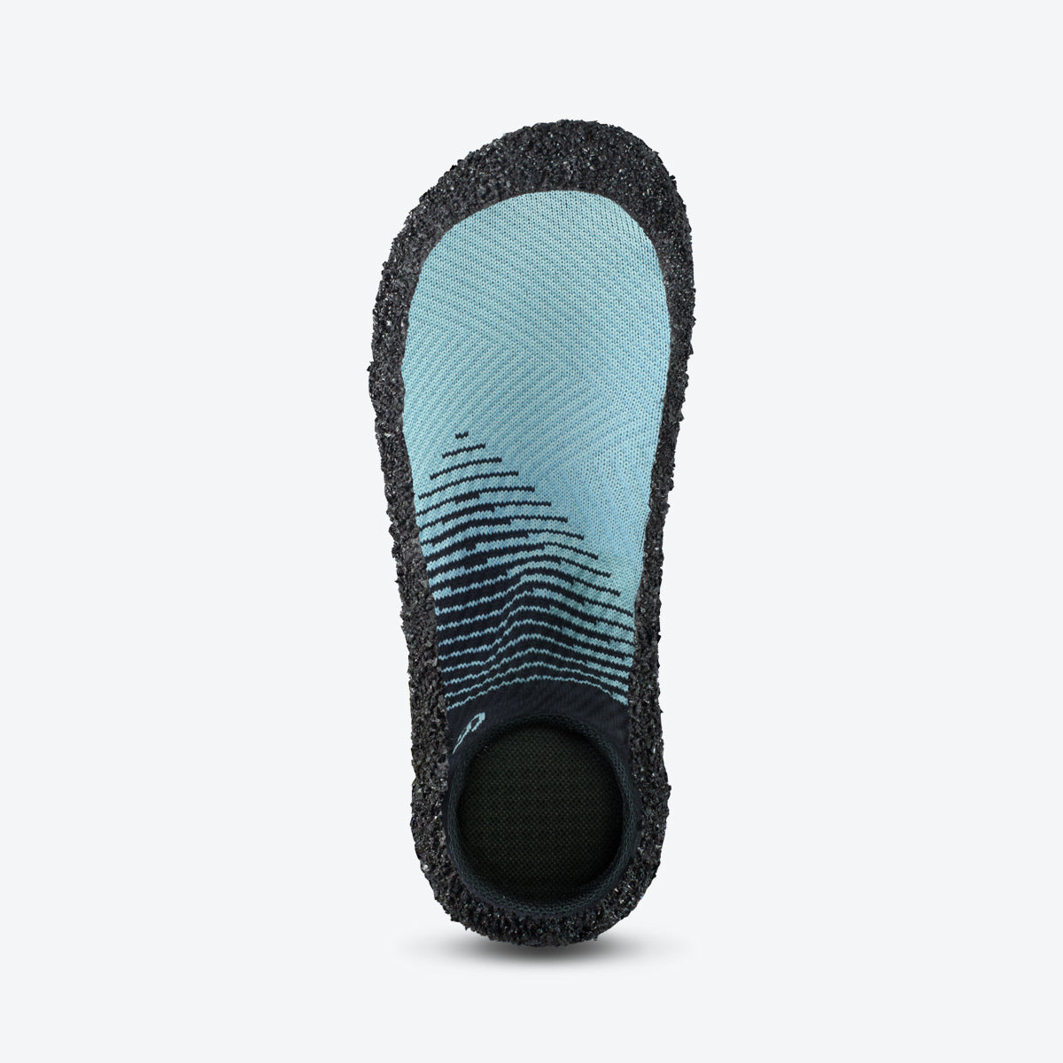 Top view of aqua-colored Skinners sock shoe, highlighting its breathable upper and comfortable design.