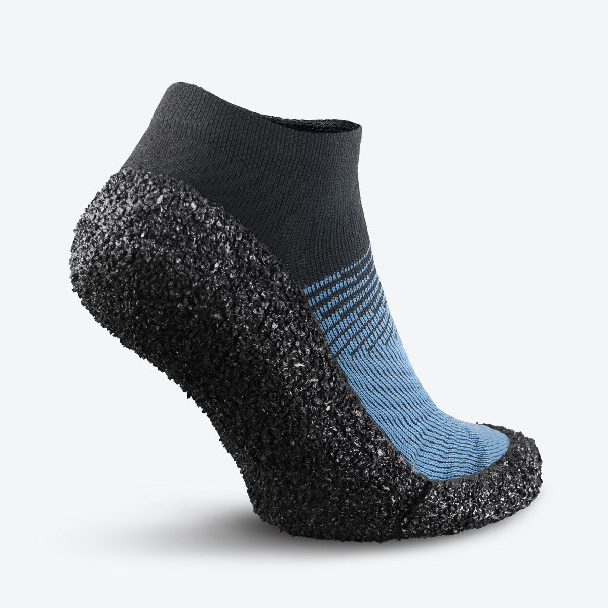 Back view of Skinners sock shoe in marine blue, showing its contoured design and durable sole for active use.