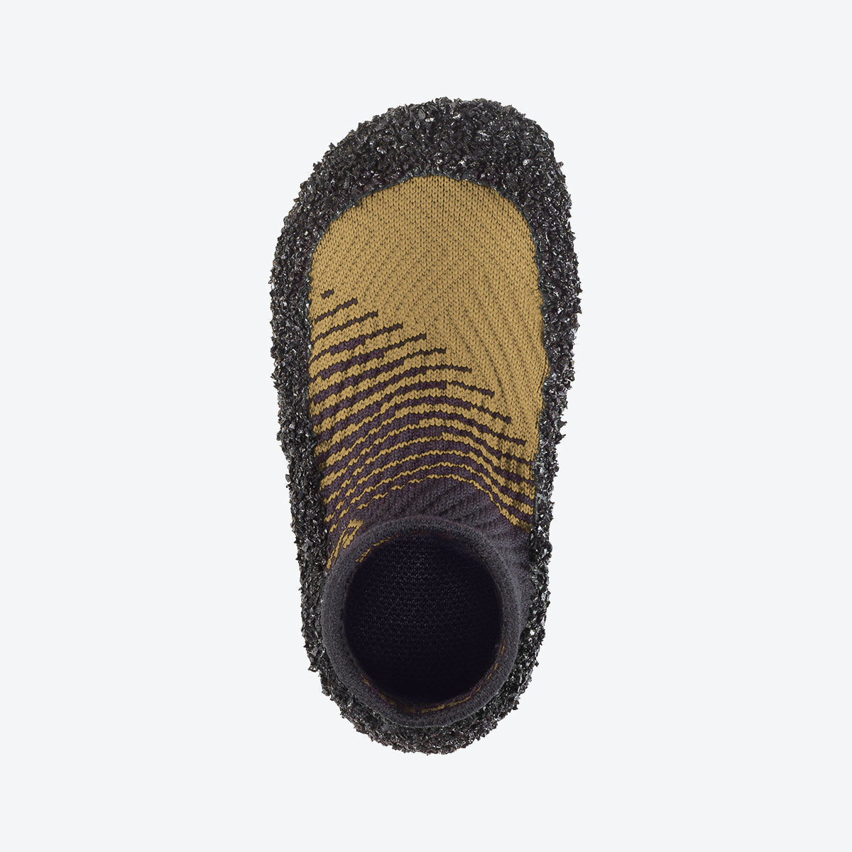 Top view of moss-green Skinners KIDS-2 sock shoe, highlighting its breathable knit upper for all-day comfort.