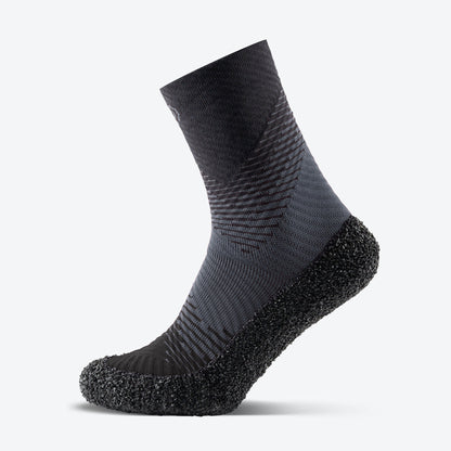 Side view of anthracite-colored Skinners compression socks, blending modern design with functional support.