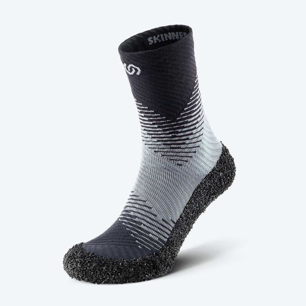 Front view of stone-colored Skinners compression socks, emphasizing their lightweight and comfortable fit.